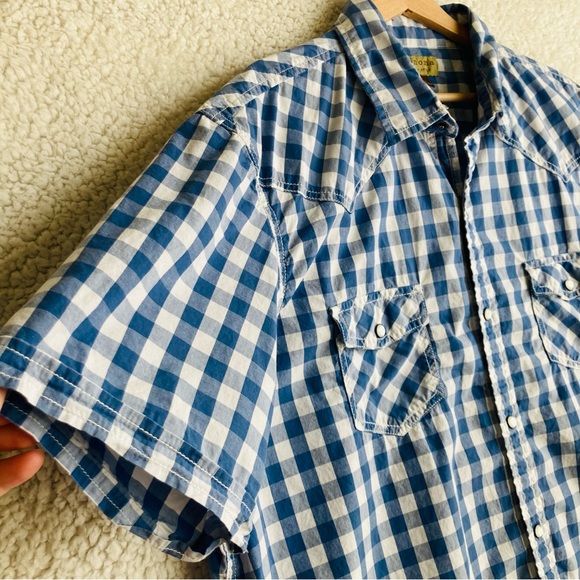 Sonoma Men's blue and white checked collared button down shirt, Sz XL - Picture 4 of 14